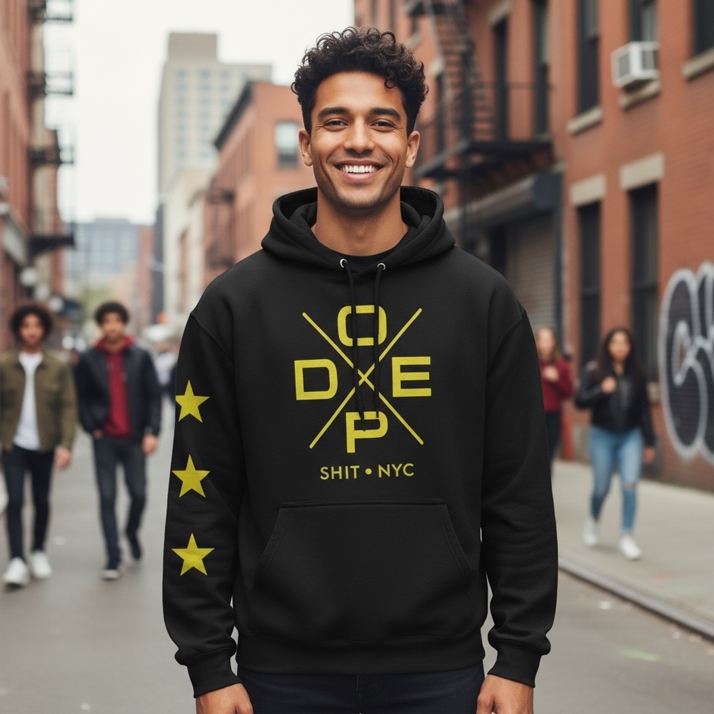DOPE‎ Sh*% NYC * Black Hoodie with Yellow Stars